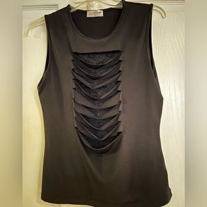 Black sleeveless top with lace under cutout size XL